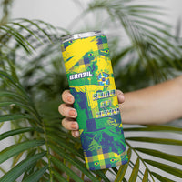 Custom Brazil Football Skinny Tumbler Rumo Ao Hexa Grunge Style