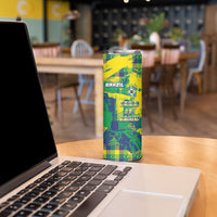 Custom Brazil Football Skinny Tumbler Rumo Ao Hexa Grunge Style