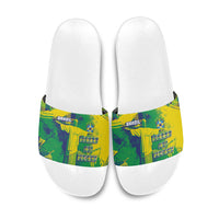 Brazil Football Slide Sandals Rumo Ao Hexa Grunge Style