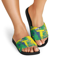 Brazil Football Slide Sandals Rumo Ao Hexa Grunge Style