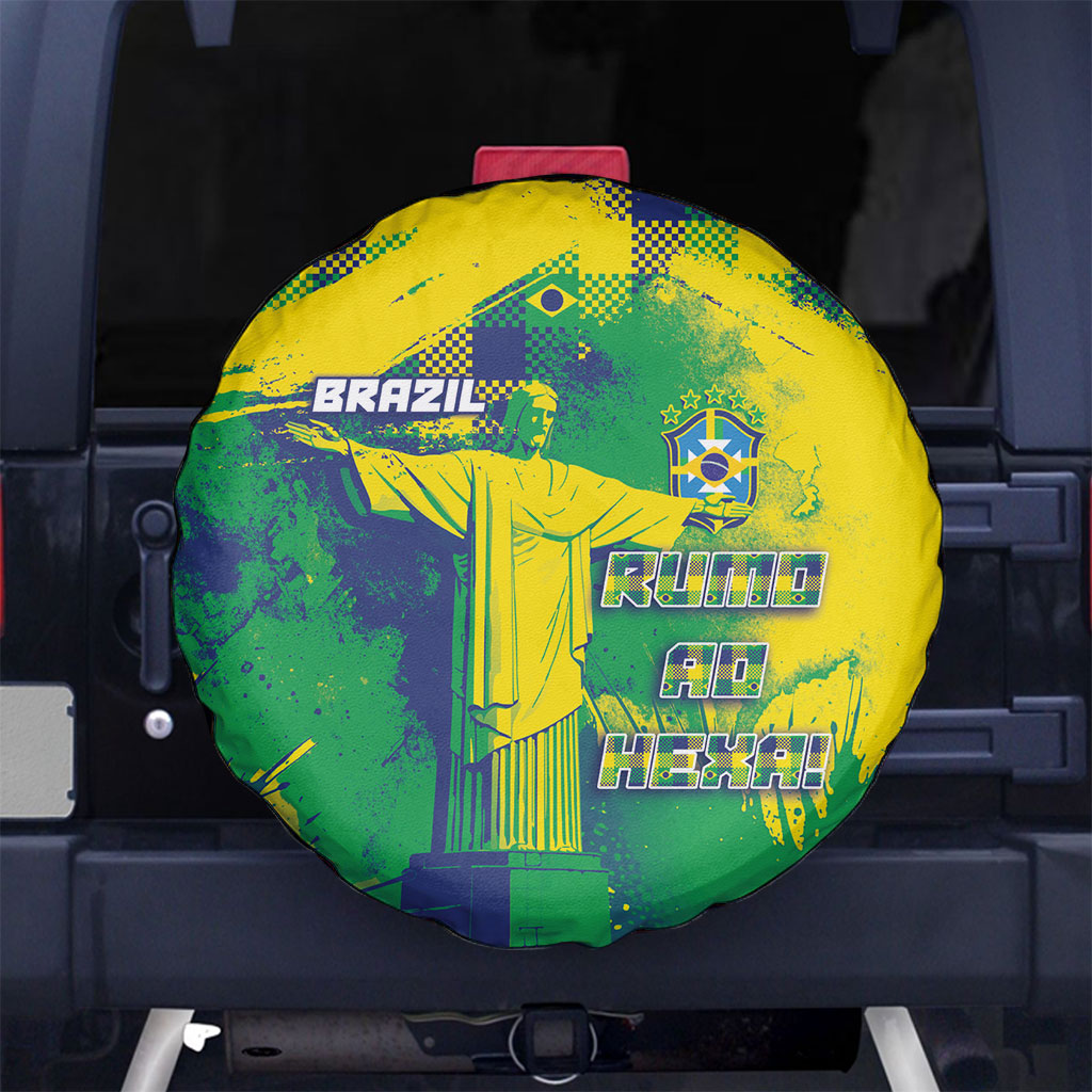 Brazil Football Spare Tire Cover Rumo Ao Hexa Grunge Style