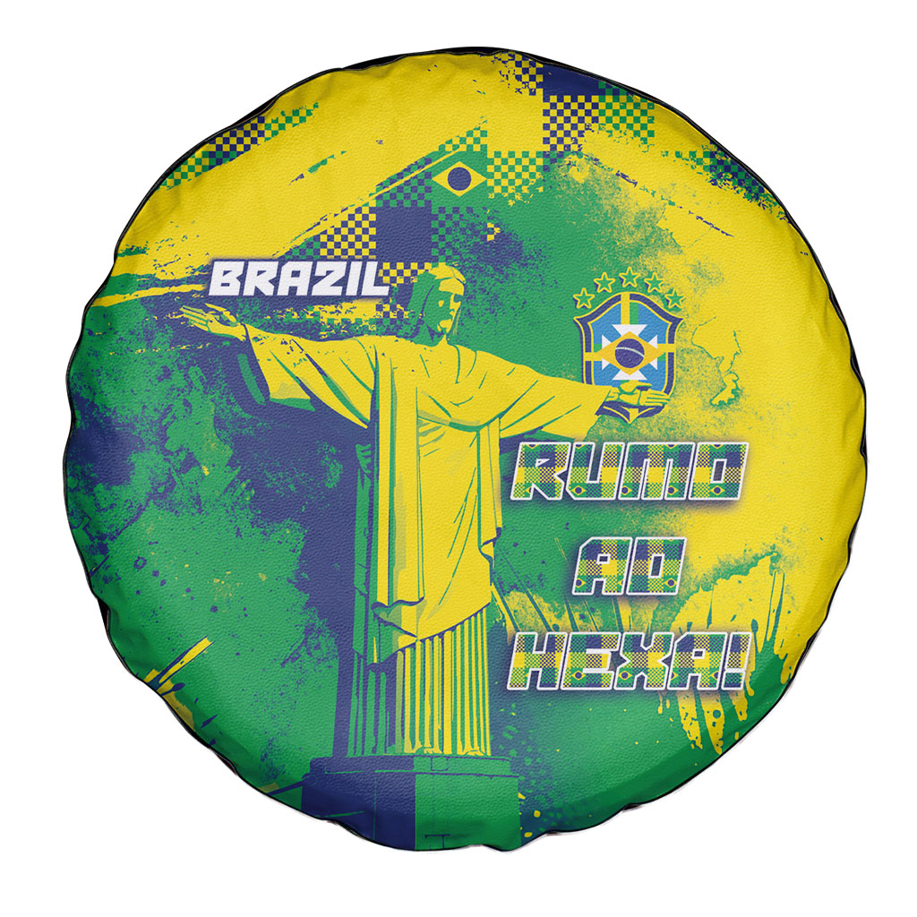 Brazil Football Spare Tire Cover Rumo Ao Hexa Grunge Style