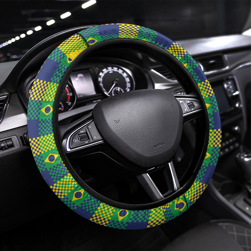 Brazil Football Steering Wheel Cover Rumo Ao Hexa Grunge Style