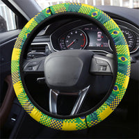 Brazil Football Steering Wheel Cover Rumo Ao Hexa Grunge Style