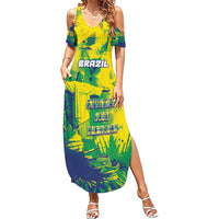 Custom Brazil Football Summer Maxi Dress Rumo Ao Hexa Grunge Style