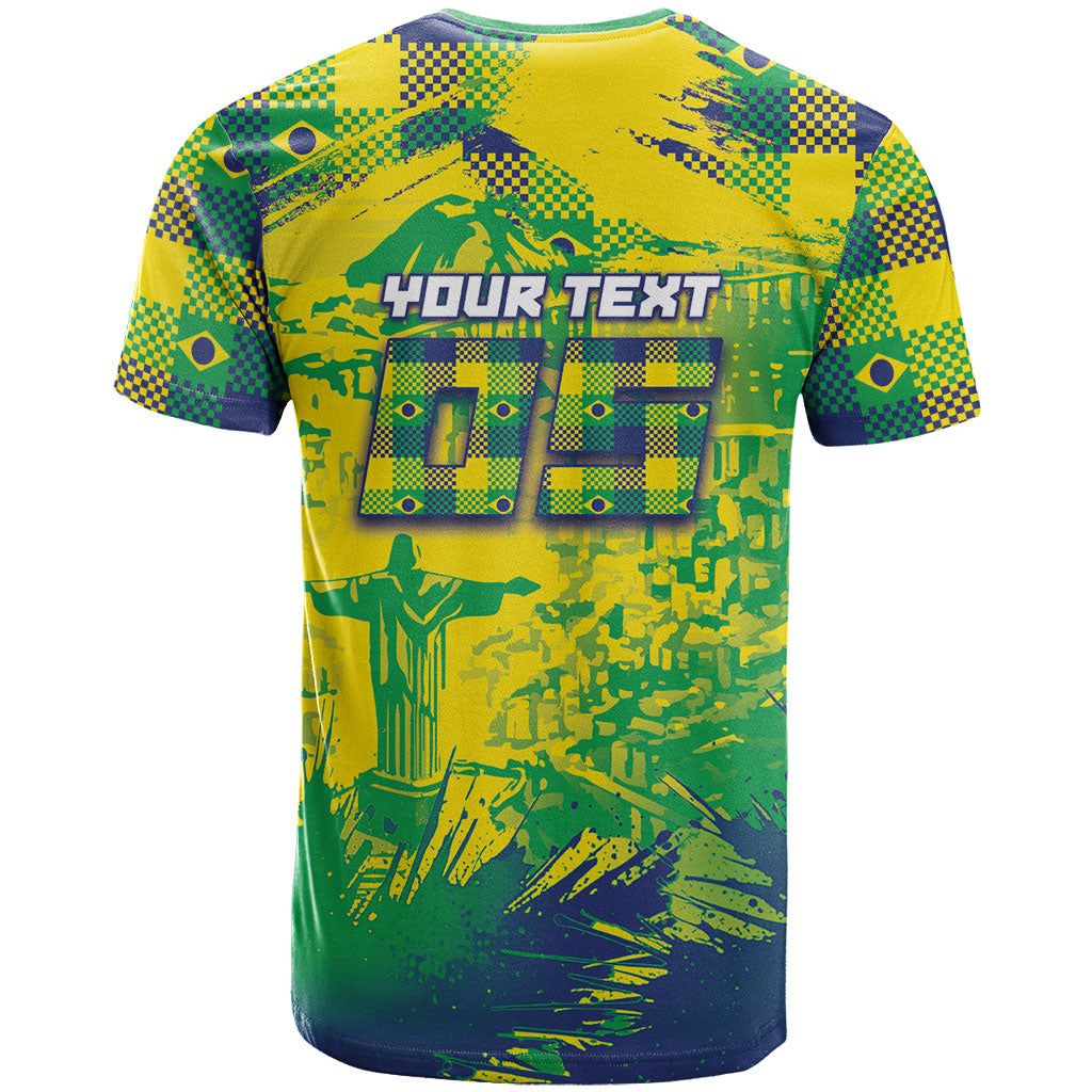Custom Brazil Football T Shirt Rumo Ao Hexa Grunge Style