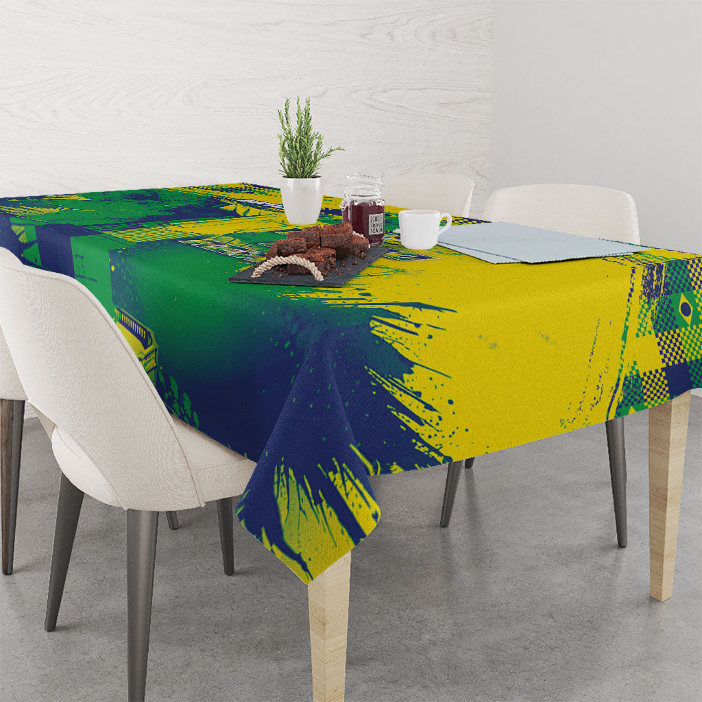 Brazil Football Tablecloth Rumo Ao Hexa Grunge Style