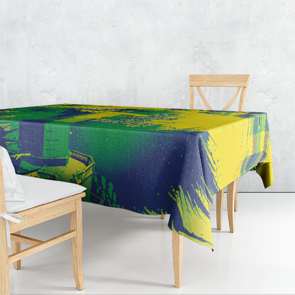 Brazil Football Tablecloth Rumo Ao Hexa Grunge Style