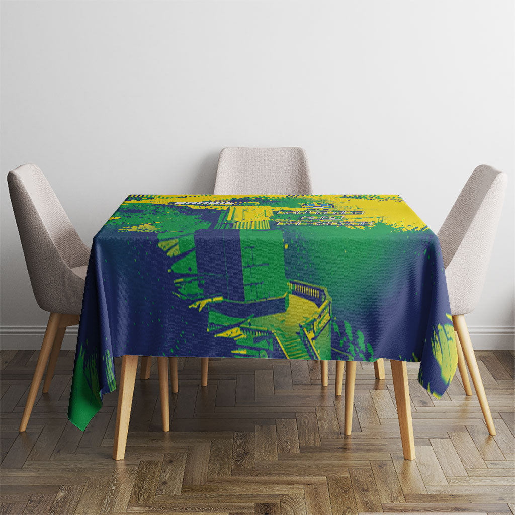Brazil Football Tablecloth Rumo Ao Hexa Grunge Style