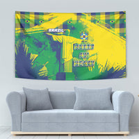 Brazil Football Tapestry Rumo Ao Hexa Grunge Style