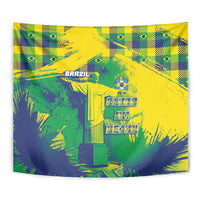 Brazil Football Tapestry Rumo Ao Hexa Grunge Style