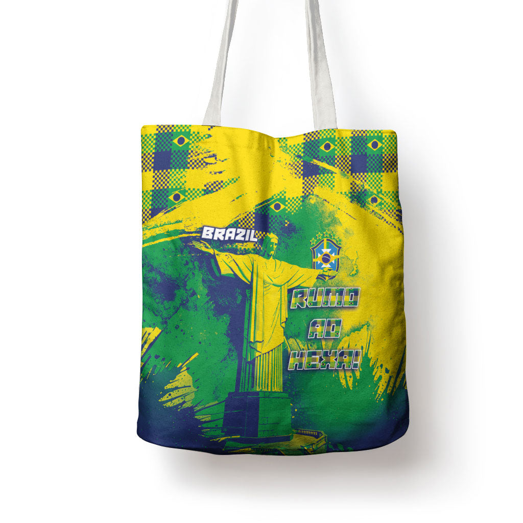 Brazil Football Tote Bag Rumo Ao Hexa Grunge Style