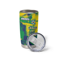 Custom Brazil Football Tumbler Cup Rumo Ao Hexa Grunge Style