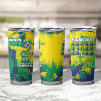 Custom Brazil Football Tumbler Cup Rumo Ao Hexa Grunge Style