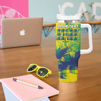 Custom Brazil Football Tumbler With Handle Rumo Ao Hexa Grunge Style