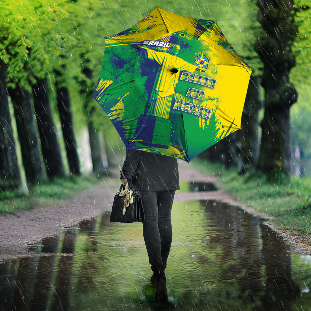 Brazil Football Umbrella Rumo Ao Hexa Grunge Style