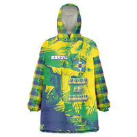 Custom Brazil Football Wearable Blanket Hoodie Rumo Ao Hexa Grunge Style