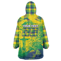 Custom Brazil Football Wearable Blanket Hoodie Rumo Ao Hexa Grunge Style