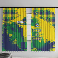 Brazil Football Window Curtain Rumo Ao Hexa Grunge Style