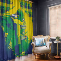Brazil Football Window Curtain Rumo Ao Hexa Grunge Style