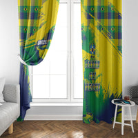 Brazil Football Window Curtain Rumo Ao Hexa Grunge Style