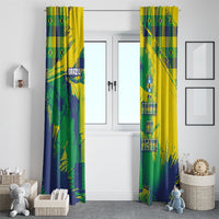 Brazil Football Window Curtain Rumo Ao Hexa Grunge Style