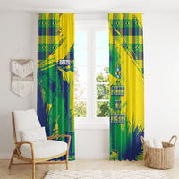 Brazil Football Window Curtain Rumo Ao Hexa Grunge Style