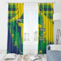 Brazil Football Window Curtain Rumo Ao Hexa Grunge Style