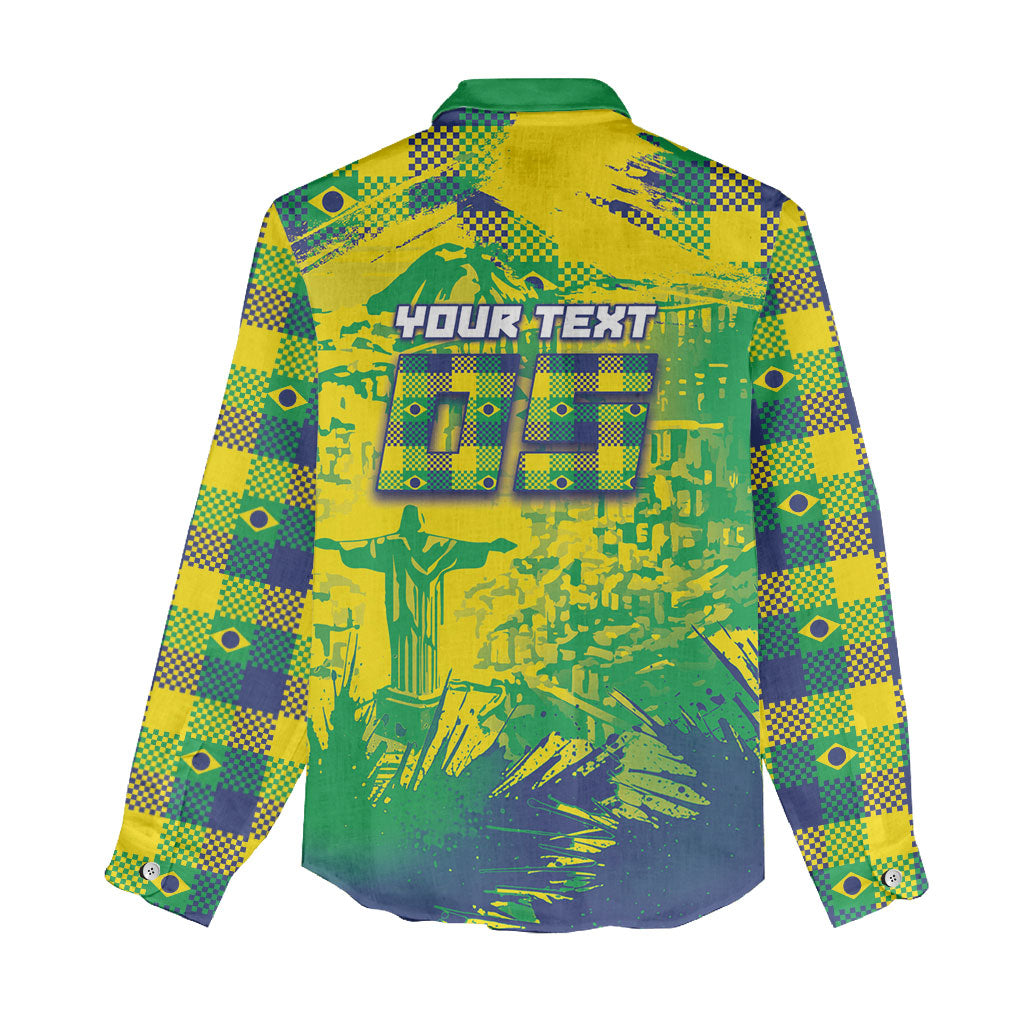 Custom Brazil Football Women Casual Shirt Rumo Ao Hexa Grunge Style