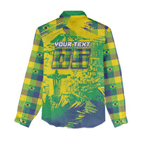 Custom Brazil Football Women Casual Shirt Rumo Ao Hexa Grunge Style