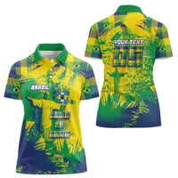 Custom Brazil Football Women Polo Shirt Rumo Ao Hexa Grunge Style