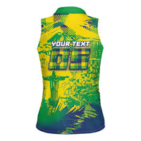 Custom Brazil Football Women Sleeveless Polo Shirt Rumo Ao Hexa Grunge Style