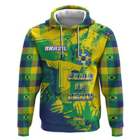 Custom Brazil Football Zip Hoodie Rumo Ao Hexa Grunge Style