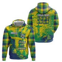 Custom Brazil Football Zip Hoodie Rumo Ao Hexa Grunge Style