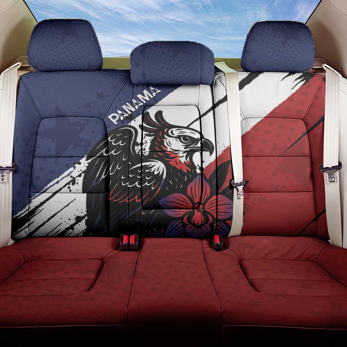 Panama Back Car Seat Cover Harpy Eagle Bird Grunge Style