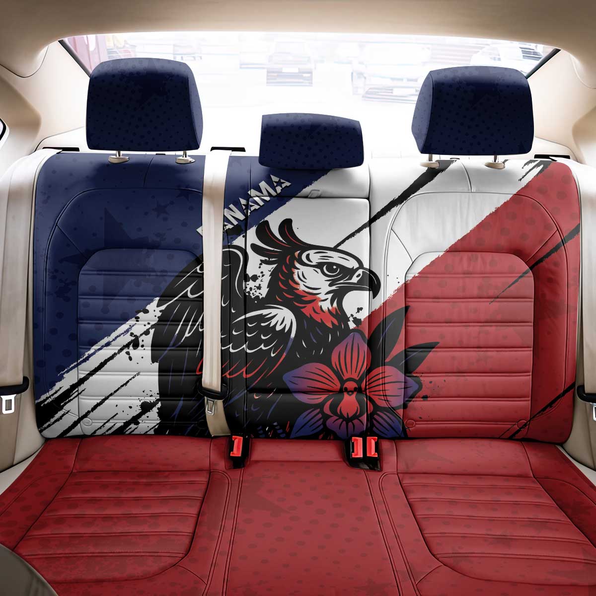 Panama Back Car Seat Cover Harpy Eagle Bird Grunge Style