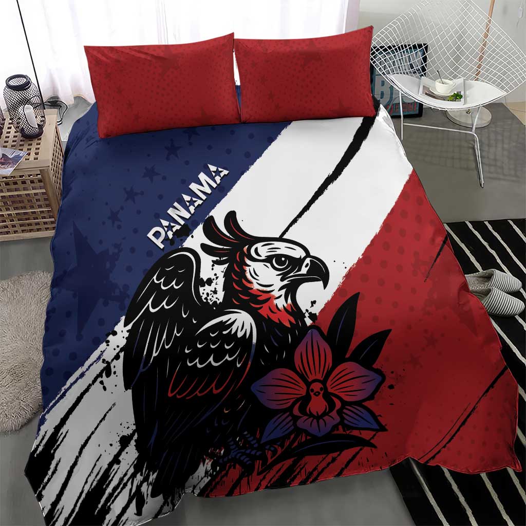 Panama Bedding Set Harpy Eagle Bird Grunge Style