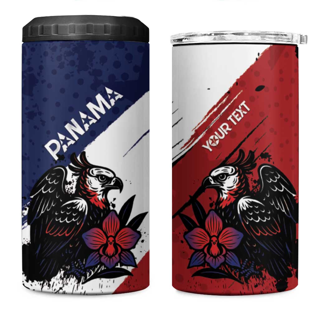 Personalized Panama 4 in 1 Can Cooler Tumbler Harpy Eagle Bird Grunge Style