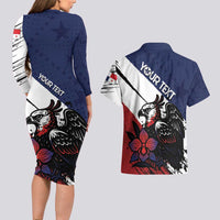 Personalized Panama Couples Matching Long Sleeve Bodycon Dress and Hawaiian Shirt Harpy Eagle Bird Grunge Style