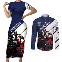Personalized Panama Couples Matching Short Sleeve Bodycon Dress and Long Sleeve Button Shirt Harpy Eagle Bird Grunge Style