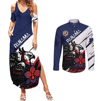 Personalized Panama Couples Matching Summer Maxi Dress and Long Sleeve Button Shirt Harpy Eagle Bird Grunge Style