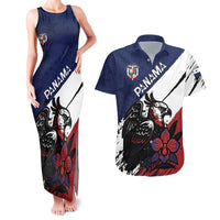 Personalized Panama Couples Matching Tank Maxi Dress and Hawaiian Shirt Harpy Eagle Bird Grunge Style