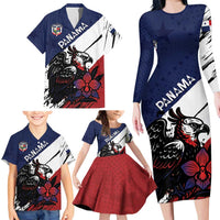Personalized Panama Family Matching Long Sleeve Bodycon Dress and Hawaiian Shirt Harpy Eagle Bird Grunge Style