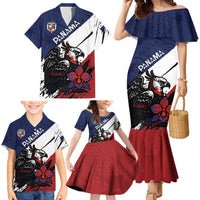 Personalized Panama Family Matching Mermaid Dress and Hawaiian Shirt Harpy Eagle Bird Grunge Style