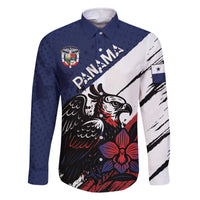 Personalized Panama Family Matching Off The Shoulder Long Sleeve Dress and Hawaiian Shirt Harpy Eagle Bird Grunge Style