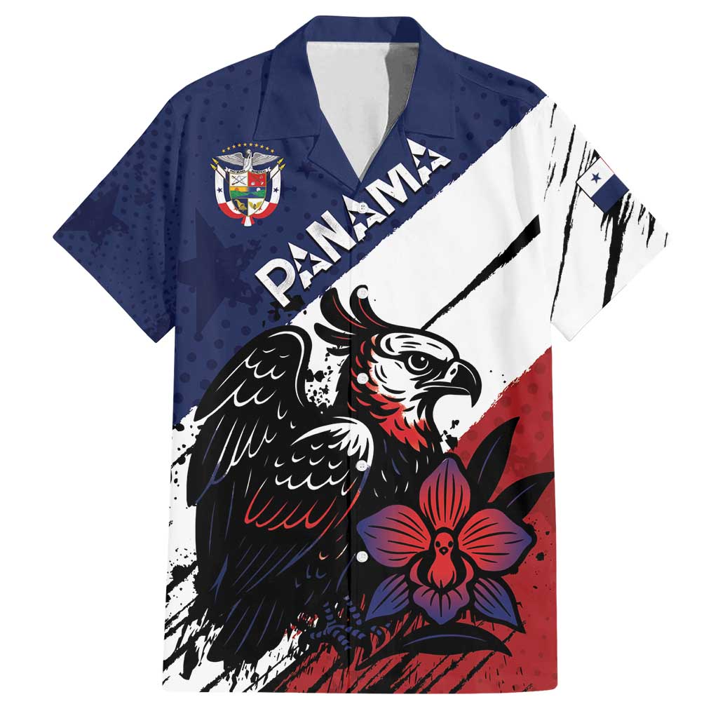 Personalized Panama Family Matching Off Shoulder Maxi Dress and Hawaiian Shirt Harpy Eagle Bird Grunge Style