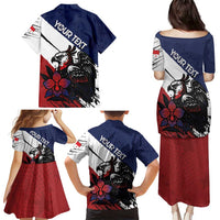 Personalized Panama Family Matching Puletasi and Hawaiian Shirt Harpy Eagle Bird Grunge Style