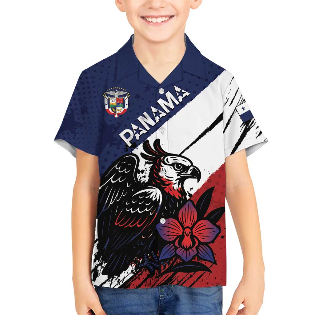 Personalized Panama Family Matching Puletasi and Hawaiian Shirt Harpy Eagle Bird Grunge Style