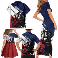 Personalized Panama Family Matching Short Sleeve Bodycon Dress and Hawaiian Shirt Harpy Eagle Bird Grunge Style