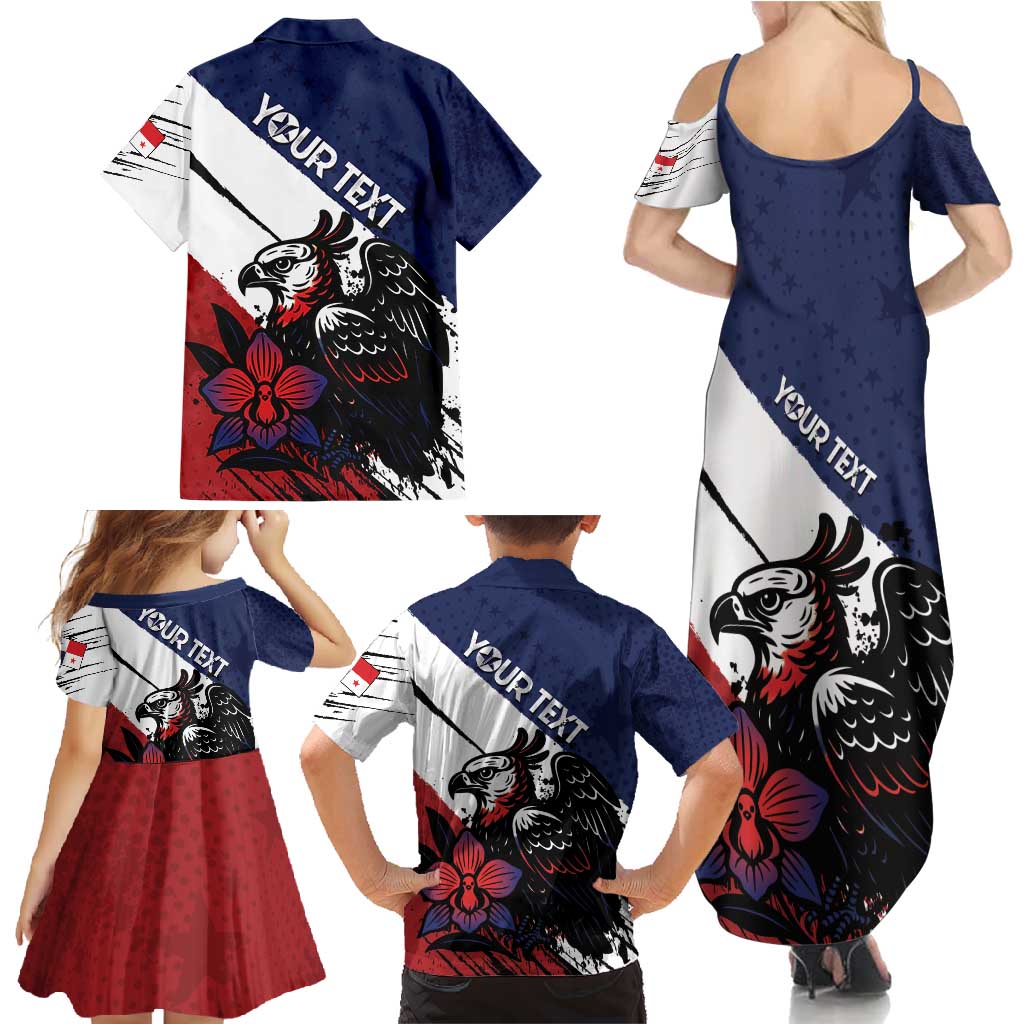 Personalized Panama Family Matching Summer Maxi Dress and Hawaiian Shirt Harpy Eagle Bird Grunge Style